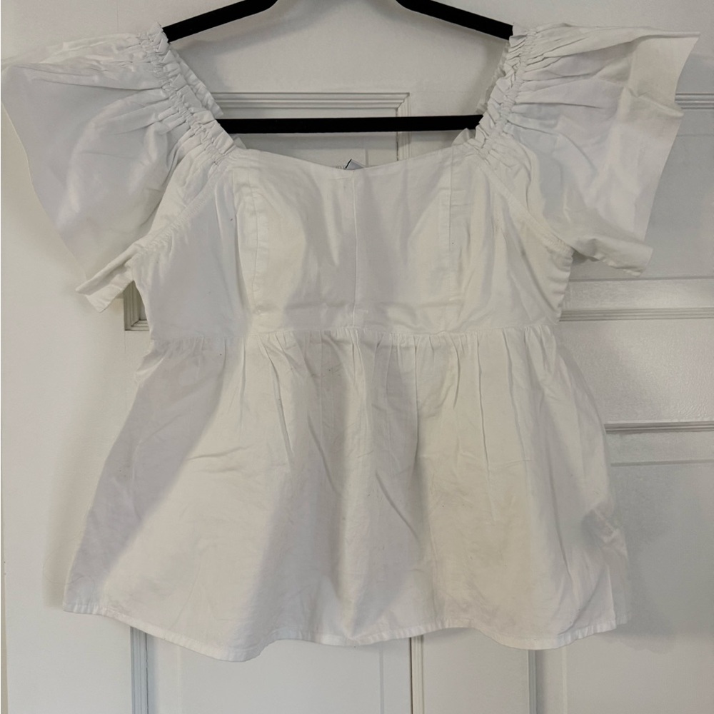 Old Navy White Puff-Sleeve Peasant Top